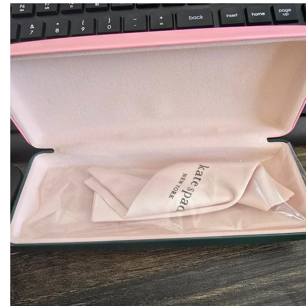 Kate Spade New York Pink Hard Shell Eyeglasses‎ Case with Cleaning Cloth
